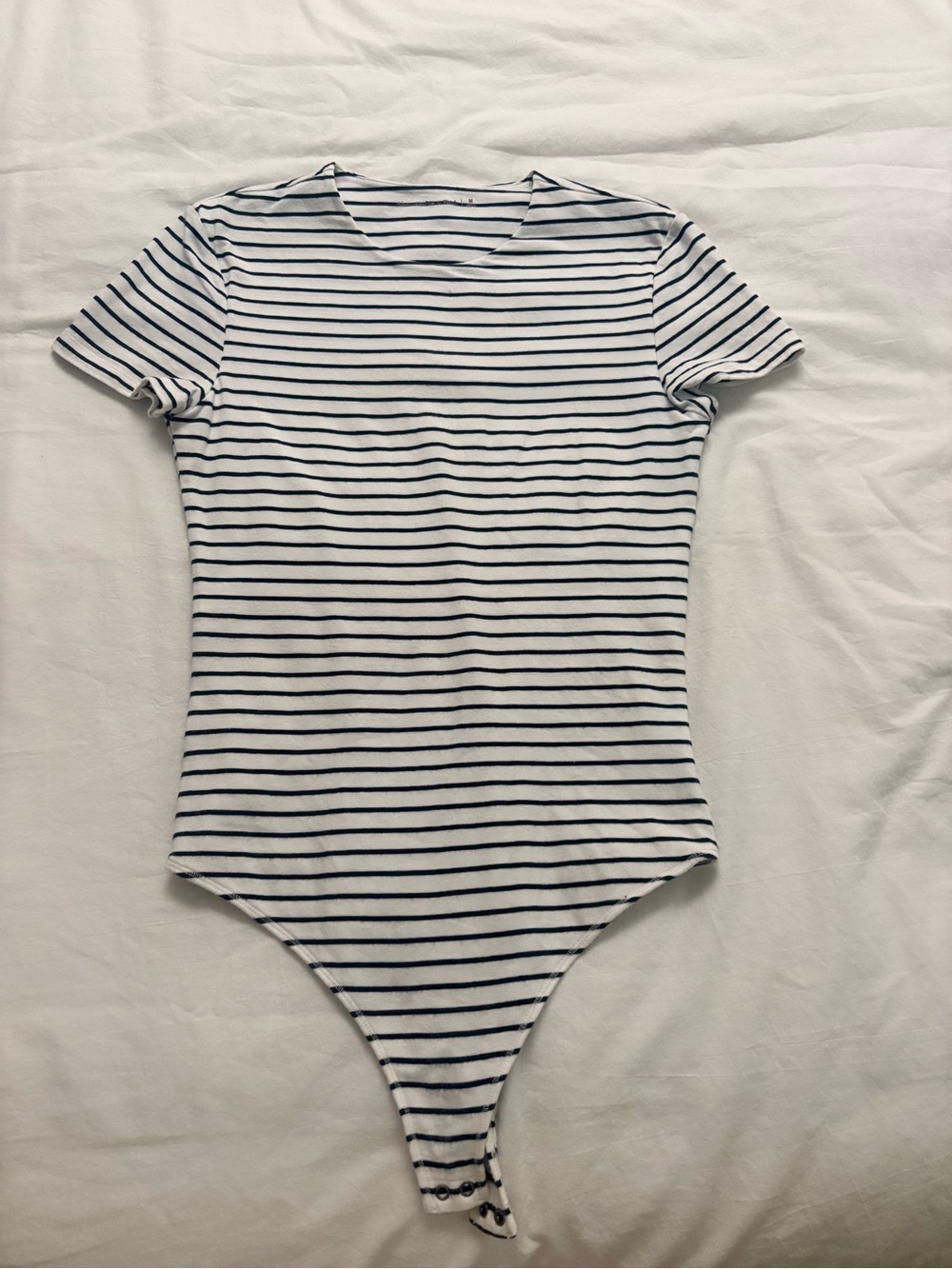 Abercrombie & Fitch White and Navy Striped Women's Bodysuit